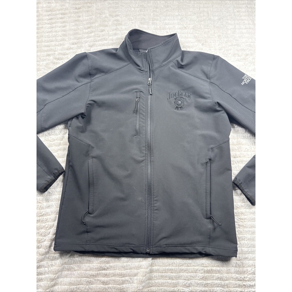 North Face JIM BEAM Logo Men WindWall Soft-Shell Jacket Black Full Zip Medium